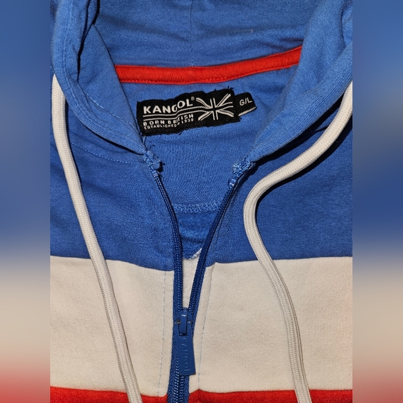 Kangol Blue and Red Zip Up Sweater with Sporty Color Block - Picture 4 of 7